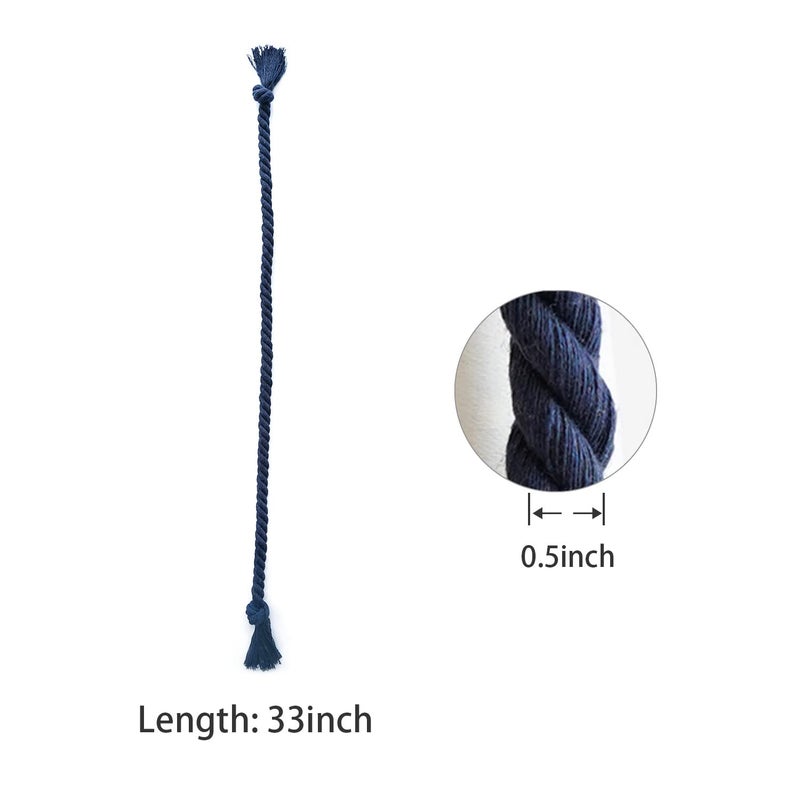 Yteseery 8 Pack Outdoor Curtain Tiebacks Rope, Natural Cotton Curtain Holders, Village Rural Rustic Curtain Holdbacks, Farmhouse Nautical Curtain Rope Tie Back for Drapery Patio, (Navy Blue) - Image 2